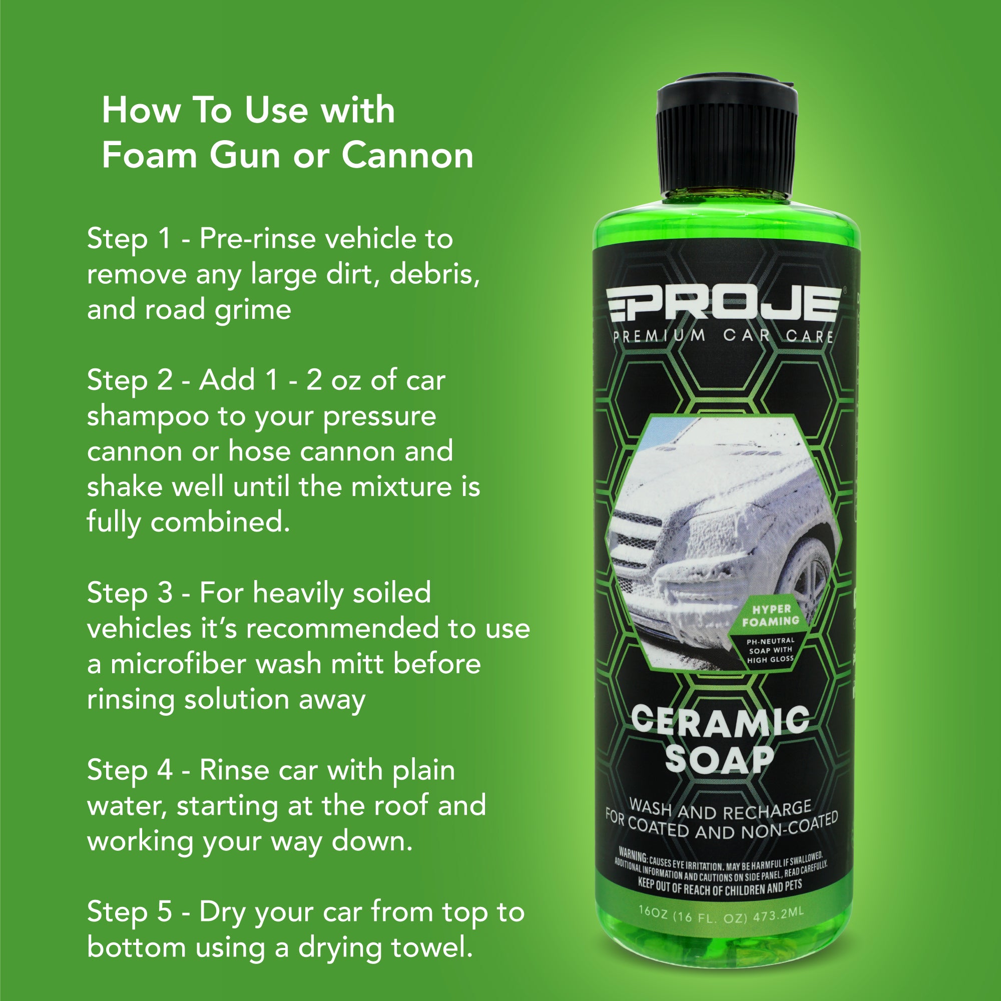 Ceramic Car Shampoo - Car Soap Foam Car Wash - Adds Hydrophobic Protection  With Every Wash, Maintains Ceramic Coatings, Waxes Or Sealants